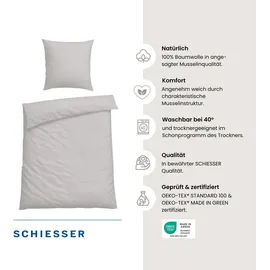 SCHIESSER Molly Musselin Hellgrau 135 x 200 cm + 80 x 80 cm