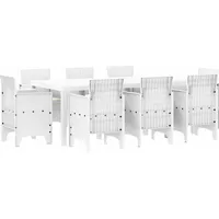 SYFAXTM Garten Essgruppe 9 pcs Weiß Polt Rattan - Weiß