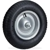 Relaxdays Schubkarrenrad 4.80 4.00-8, inkl. Achse, Stahlfelge, Komplettrad bis 120 kg, schwarz