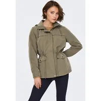 Only Parka "ONLNEWSTARLINE SPRING JACKET CC OTW", Damen, Gr. S, stone gray, Web, Obermaterial: 92% Polyester, 8% Nylon, unifarben, hüftlang, Jacken Parka, mit durchgehendem und verdecktem Reißverschluss