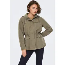 Only Parka "ONLNEWSTARLINE SPRING JACKET CC OTW", Damen, Gr. S, stone gray, Web, Obermaterial: 92% Polyester, 8% Nylon, unifarben, hüftlang, Jacken Parka, mit durchgehendem und verdecktem Reißverschluss