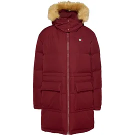 Tommy Hilfiger Steppjacke "TJW MIDI ALASKA FAUX FUR", Damen, Gr. S (36), rot (deep rouge), Web, Obermaterial: 100% Polyester. Futter: 100% Polyester, unifarben, normal hüftbedeckend, Bündchen mit Klettverschluss, Jacken Steppjacke, mit Fellimitat