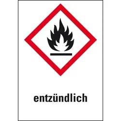 Aufkleber I Gefahrensymbol Flamme GHS 02, entzündlich, Folie, 26x37mm, 12/Bogen, GHS-Verordnung