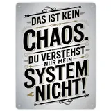 speecheese DAS IST KEIN CHAOS Metallschild XL in 21x28 cm Humor für Zuhause und Büro - lustiges Blechschild