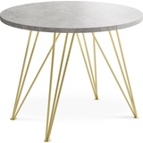 WFL GROUP Runder Ausziehbarer Esstisch - Loft Style Tisch mit Goldenen Metallbeinen - 100 bis 180 cm - Industrieller Glamour Tisch für Wohnzim... - Weiß