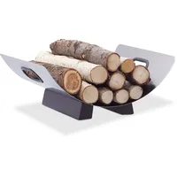 Relaxdays Kaminholzkorb 16 x 41 x 33 cm silber