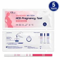Safecare Bio-Tech Schwangerschaftstest Früh Schwangerschaftests SST - 99% Ergebnisse in 3-5 Minuten, Teststreifen, 5-tlg., Schnelles Ergebnis, einfache Handhabung, hohe Genauigkeit