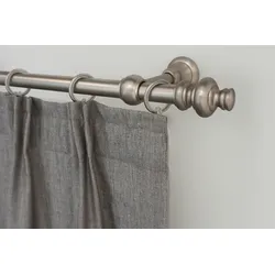 Gardinenstange GARESA "ANDREA", silber (mattnickelfarben), L:300cm Ø:20mm, Metall, Gardinenstangen, Vorhanggarnitur, verlängerbar, Endknopf Profil groß, mit Ringen
