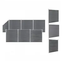 vidaXL WPC Zaun Set 6 Quadrate + 1 Schräge 1138 x 186 cm grau