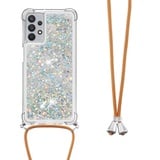 Ufgoszvp Handykette Hülle für Google Pixel 8 Pro Glitzer Treibsand Necklace Hülle mit Kordel zum Umhängen Silikon Clear Handy Schutzhülle Bumper dünn Hülle mit Band Case zum umhängen Silber