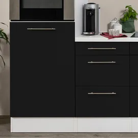 Respekta Küchenzeile Premium 270 cm Schwarz Hochglanz-Weiß