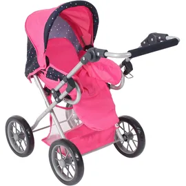 Bayer Chic 2000 - Puppenwagen Leni, 2in1 Kombipuppenwagen mit herausnehmbarer Tragetasche, Kinderwagen für Puppen bis 46 cm Größe, Konfetti pink, 64 x 37 x 68 cm