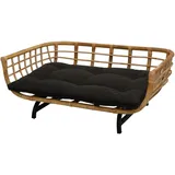 Krines Home Hundekorb Exklusiver Retro-Design Hundekorb Hundebett Tierkorb Haustier Bett, Polyester, Groß aus Rattan mit Kissen Modernes Bett für Katzen und Hunde Grösse beige