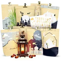 Amari Countdown Kalender Ramadan Tüten zum Selbstbefüllen für Kinder und Erwachsene, 30 Stk. inklusive Zahlenaufkleber & Klammern blau