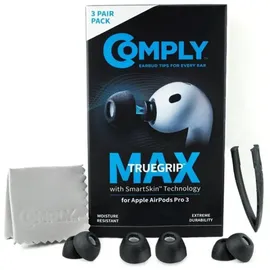 COMPLY TrueGrip MAX | Premium Memory Schaumstoff Ersatz-Ohrstöpsel für AirPods Pro 3 Schwarz Größe Mix (Apple AirPods), Kopfhörer Ersatzteile,