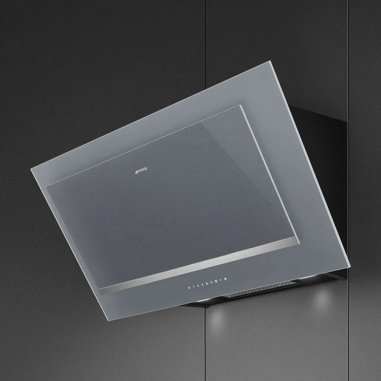 KV194S Kopffrei Wandhaube 90 cm Linea Design Silberglas
