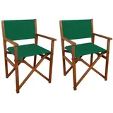 Erst-Holz Doppelpack Regiestühle Gartenstühle Buchenholz mit Stoffbespannung 10-100 Grün