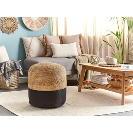 Beliani Pouf DALAMA Jute Schwarz 46 cm Wohnzimmer, Hocker, Poufs