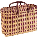 Simandra Seegras Korb, lila I Handgefertigte Korbtasche mit Trageriemen aus Leder I Abmessungen: 40x15x26 cm (L x B x H) I Herkunft: Marokko