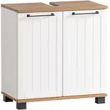 Schildmeyer MÖBELPARTNER Waschtischunterschrank ohne Waschbecken Jelda 154166 eiche landhaus, weiß 59,8 x 32,6 x 62,4 cm