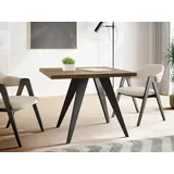 WFL GROUP Esstisch Quadro Black ausziehbar quadratisch loft mit schwarzen Holzbeinen (MADE IN EU, erhältlich in zwei Größen – 100/100 cm, ausziehbar auf 150/200 cm), platzsparender Tisch für kleine Küche, Esszimmer oder Wohnzimmer braun