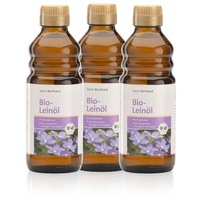 Bio-Leinöl 3x250ml kalt gepresst Glasflasche | nussiges Öl aus Leinsaat 21,13€/L