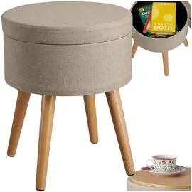 Tectake Sitzhocker Yara gepolstert in Leinenoptik 42,5 x 45,5 x 42,5 cm Beige