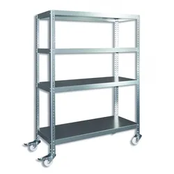 Biedrax Regal mit Rollen Biedrax, verzinkt - 50 x 100 x 160 cm, 4 Fachböden