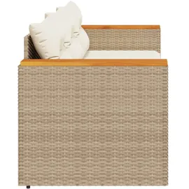 vidaXL Gartensofa mit Kissen 3-Sitzer Beige Poly Rattan