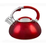 Luckyberg Moderne Wasserkessel Induktion Pfeifkessel aus Edelstahl, Teekessel für alle Kochplatten, Flötenkessel, Wasserkocher für Tee Kaffee, ca 3L, (rot)