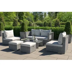 OUTFLEXX Loungesofa, Schwarz, Aluminium/Polyrattan, pflegeleicht, robust, wasserabweisend, inklusive Kissen