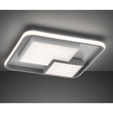 WOFI Deckenleuchte dimmbar über Schalter weiß grau LED Deckenlampe Wohnzimmer, Metall Kunststoff, 40,5W 2600lm, LxBxH 50x50x8,5 cm, WOFI 11610