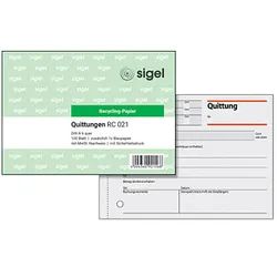 SIGEL Quittung, MwSt. separat ausgewiesen Formularbuch RC021