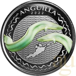 1 Unze Silbermünze EC8 Anguilla - Eel 2022 - coloriert