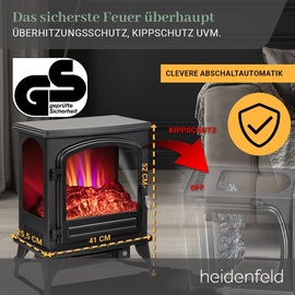 Heidenfeld Home & Living Heidenfeld Elektrokamin EK100, Standkamin, 2 Heizstufen, bis 30m2, LED, Kippschutz, 3D-Flammeneffekt