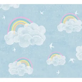 ascreation Vliestapete Wolken Regenbogen 10,05 m x 0,53 m Blau-Bunt