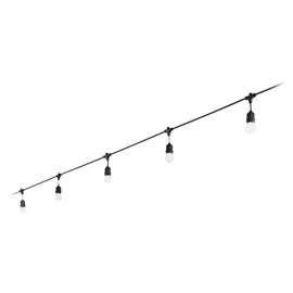 Ideal Lux Outdoor Lichterkette FIESTA, IP44, 5x E27, Länge 303cm, mit Stecker und Kupplung, Schwarz