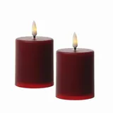 MARELIDA LED Mini Kerzen/Grabkerzen - H: 10cm in rot outdoor 2er Set bis zu 1200h