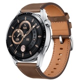 Huawei Watch GT 3 Classic 46 mm Edelstahl, braunes Lederarmband