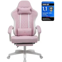 GTPLAYER Gaming Stuhl Stoffoberfläche Weiß-Rosa