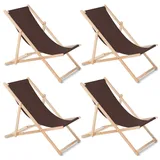 Liegestuhl Strandliege Gartenliege Sonnenliege 4er Set Braun Buchenholz