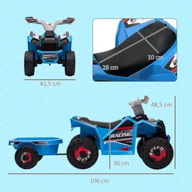 Homcom Elektroquad Kinderfahrzeug mit Anhänger blau (1-tlg)