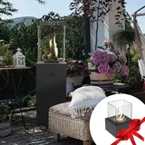 Terrassenheizer Gas PATIO SLIM schwarz + Gratis TANGO/2 bioethanol freistehender-kamin - Schwarz