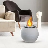 Dmora - Bioethanol-Kamin Dserturin, Ökologischer Kamin, Rauchfreies Feuer, Heizung mit Ethanol, Made in Italy, 40x40 h54 cm, Hellgrau