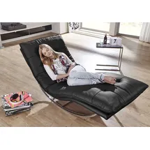W.Schillig Relaxliege daily dreams Leder 75 x 85 x 169 cm schwarz mit Kissen