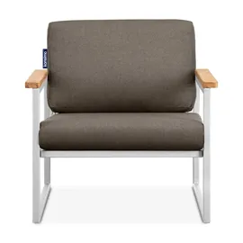 Konsimo Konsimo® Gartensessel, Weiß, Beige, Metall, Textil, Holz, 70x65x60 cm, Hergestellt in Europa, Loungemöbel, Lounge-Sessel