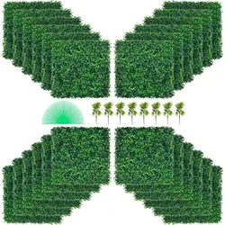 VEVOR Künstliche Pflanzenwand 24 Stk. Sichtschutz Hecke Künstlich Grün, Künstliche Buchsbaumplatte PE, Sichtschutz Kunstpflanzen 50 x 50 cm Sichtschutzhecke Wanddekoration Pflanzenwand