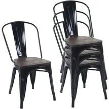 MCW Stuhl A73 Holz-Sitzfläche 4er-Set Schwarz