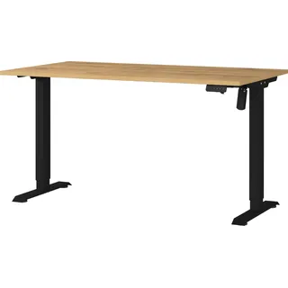 Germania Profi 3.0 höhenverstellbarer Schreibtisch grandson-eiche rechteckig, T-Fuß-Gestell schwarz 140,0 x 80,0 cm