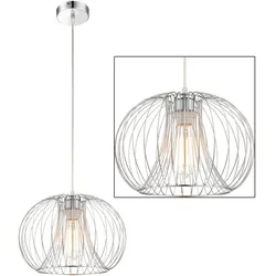 Hängeleuchte Hängelampe Metall Chrom Gitter Design H 120 cm Wohnzimmer Esszimmer Schlafzimmer